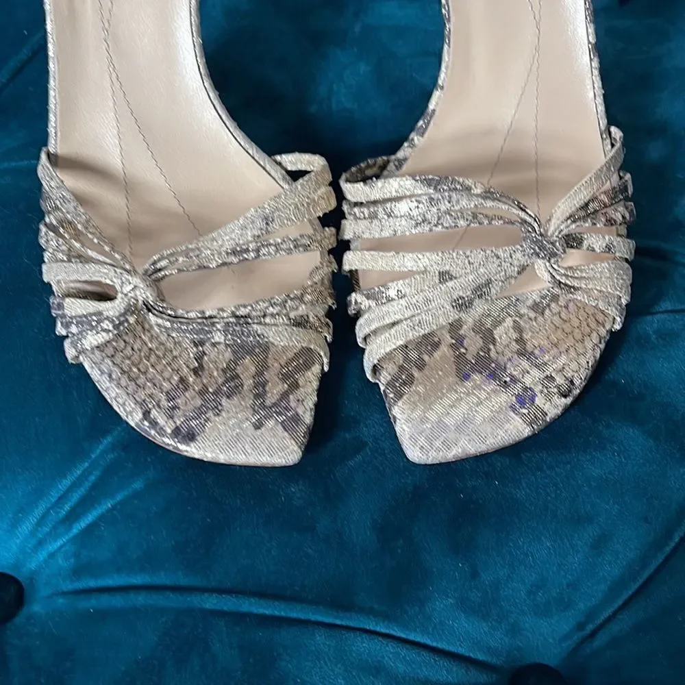 KATE SPADE NEW YORK  Women Snakeskin Metallic Ankle Strap Sandals Sz 9